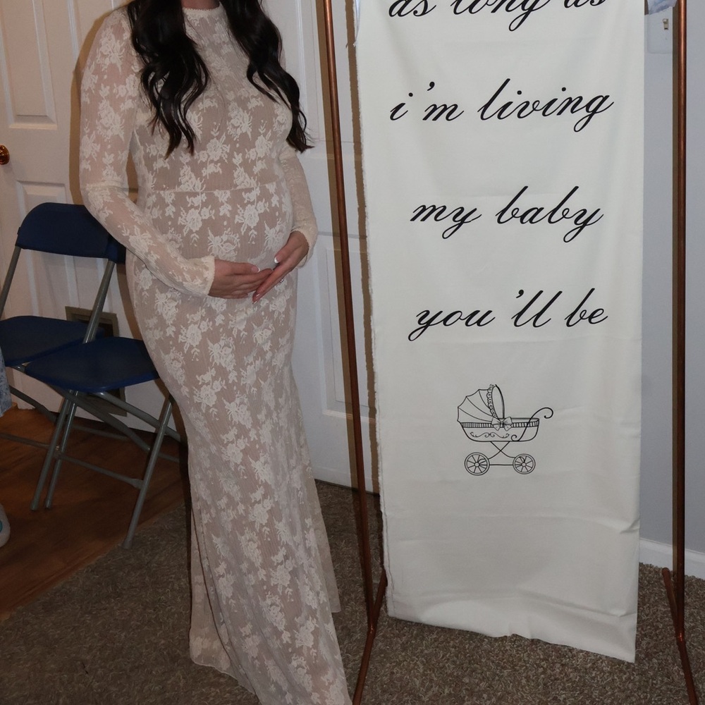 Elegant Cream Lace Maxi Dress - Picture 2 of 6